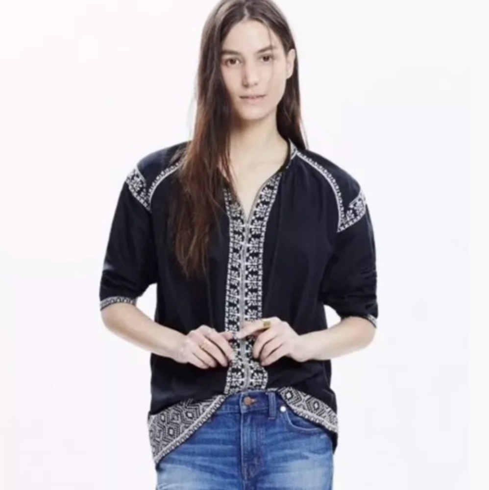 Madewell Camelia Embroidered Tassel Top